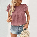 Damen Bluse mit schlichten Volantärmeln und feinem Punktmuster R&B