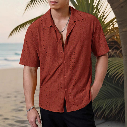 Herren Kurzarmhemd mit strukturiertem Design und atmungsaktivem Material R&B