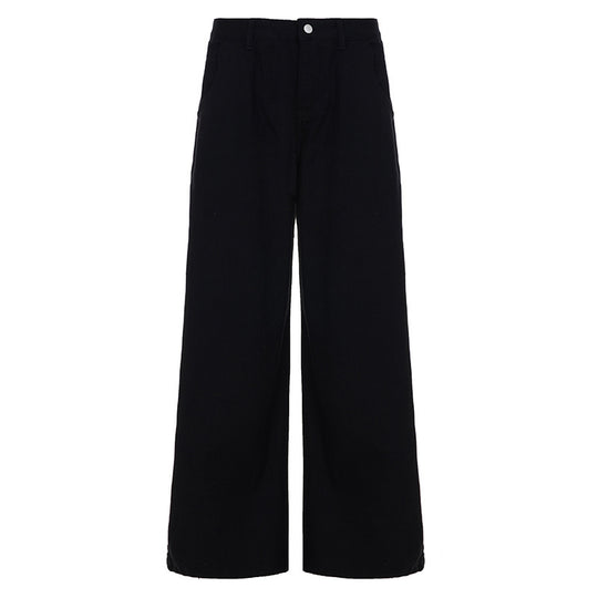 Damen weit geschnittene Baumwollhose mit hohem Taillenbund und praktischen Taschen R&B