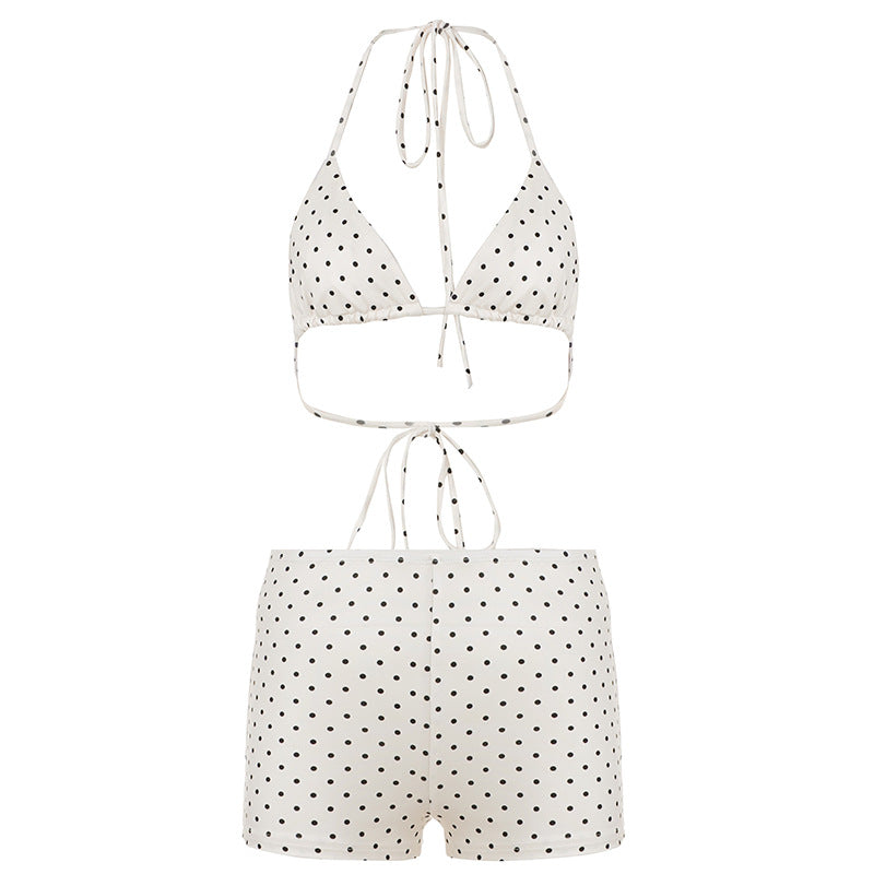 Damen Bikini-Set mit verstellbaren Trägern und Polka-Dots R&B
