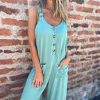 Damen Jumpsuit mit praktischen Taschen und Knopfdetail