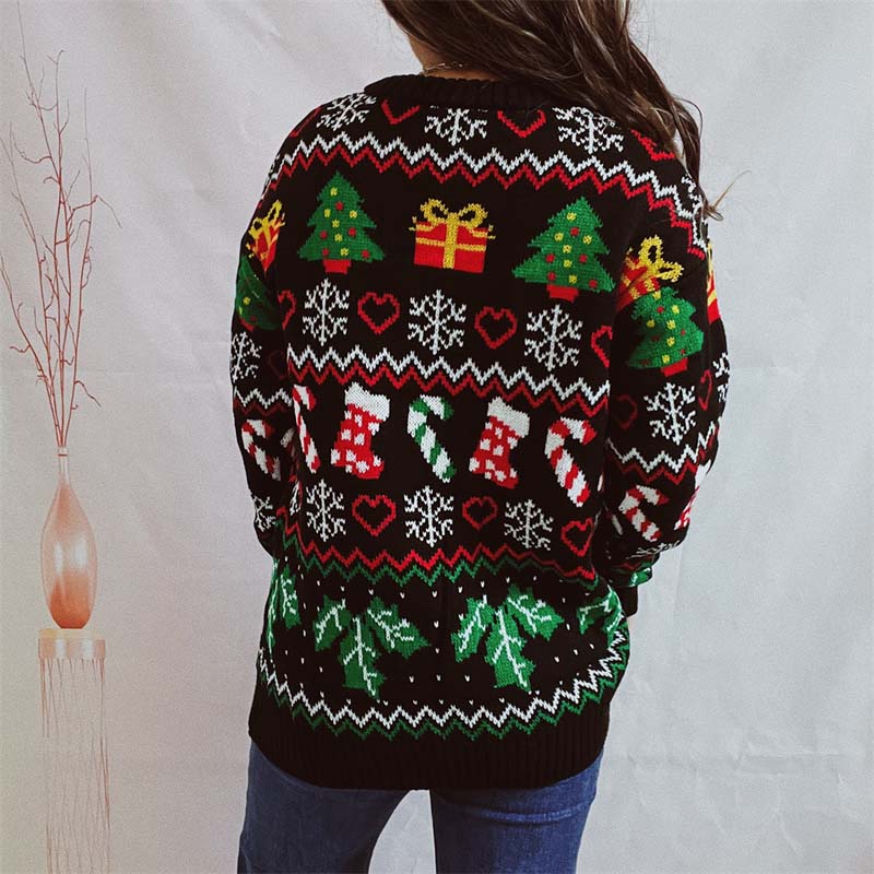 R&B | Weihnachtlicher Strickpullover Mit Schneeflockenmotiv