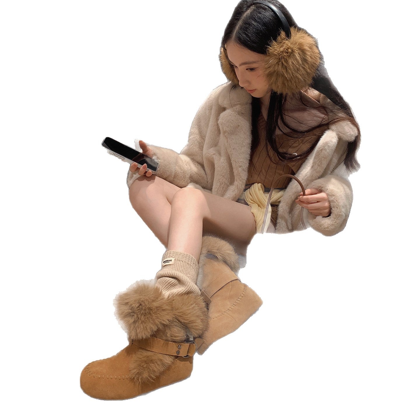 Damen kuschelige Winterboots mit weichem Innenfutter und modischem Fellrand R&B