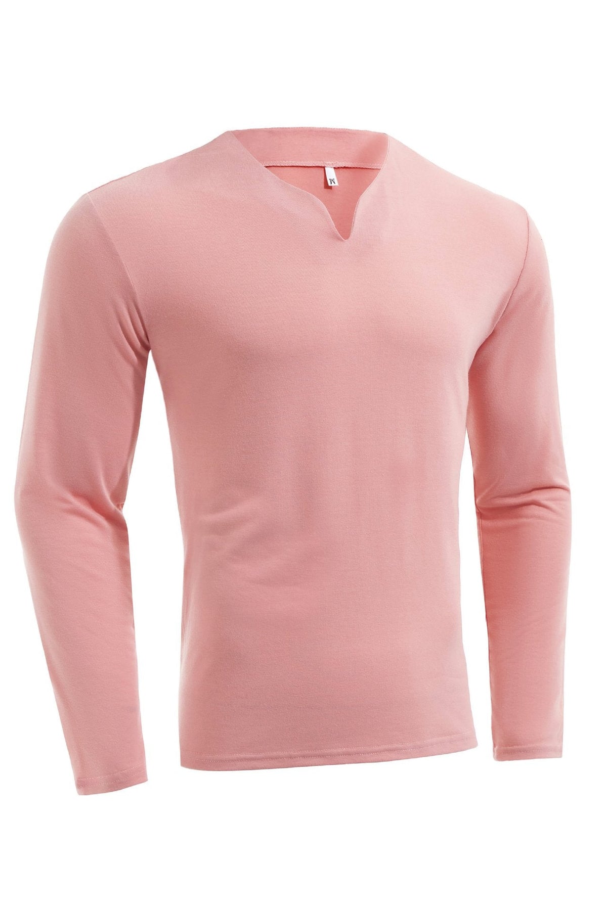 Herren nan Langarmshirt mit V-Ausschnitt Slim Fit Baumwollmix und elastischem Komfortbund R&B