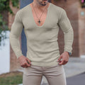 Herren langarm V-Ausschnitt Shirt mit strukturiertem Design R&B