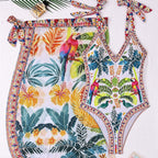 Damen Schwimmkleid mit floralem Design und Überwurf