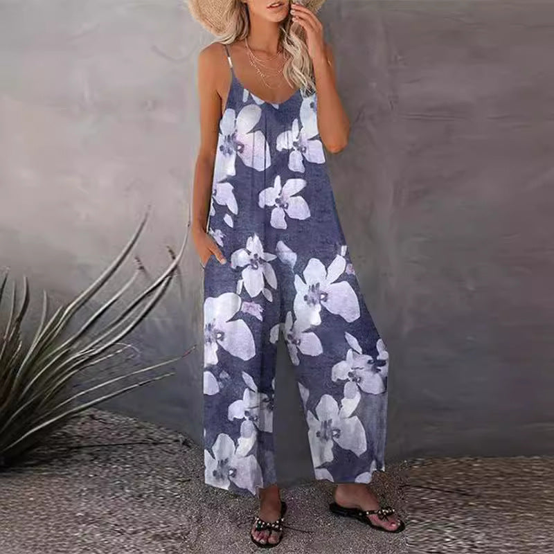 Damen Luftiger Sommeroverall mit breiten Beinen und praktischen Taschen R&B