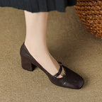 Damen Ballerina-Pumps mit dekorativem Riemchen und komfortablem Blockabsatz R&B