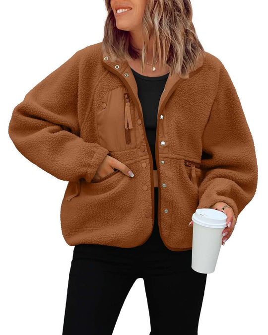 Damen kuschelige Fleecejacke mit praktischen Taschen R&B