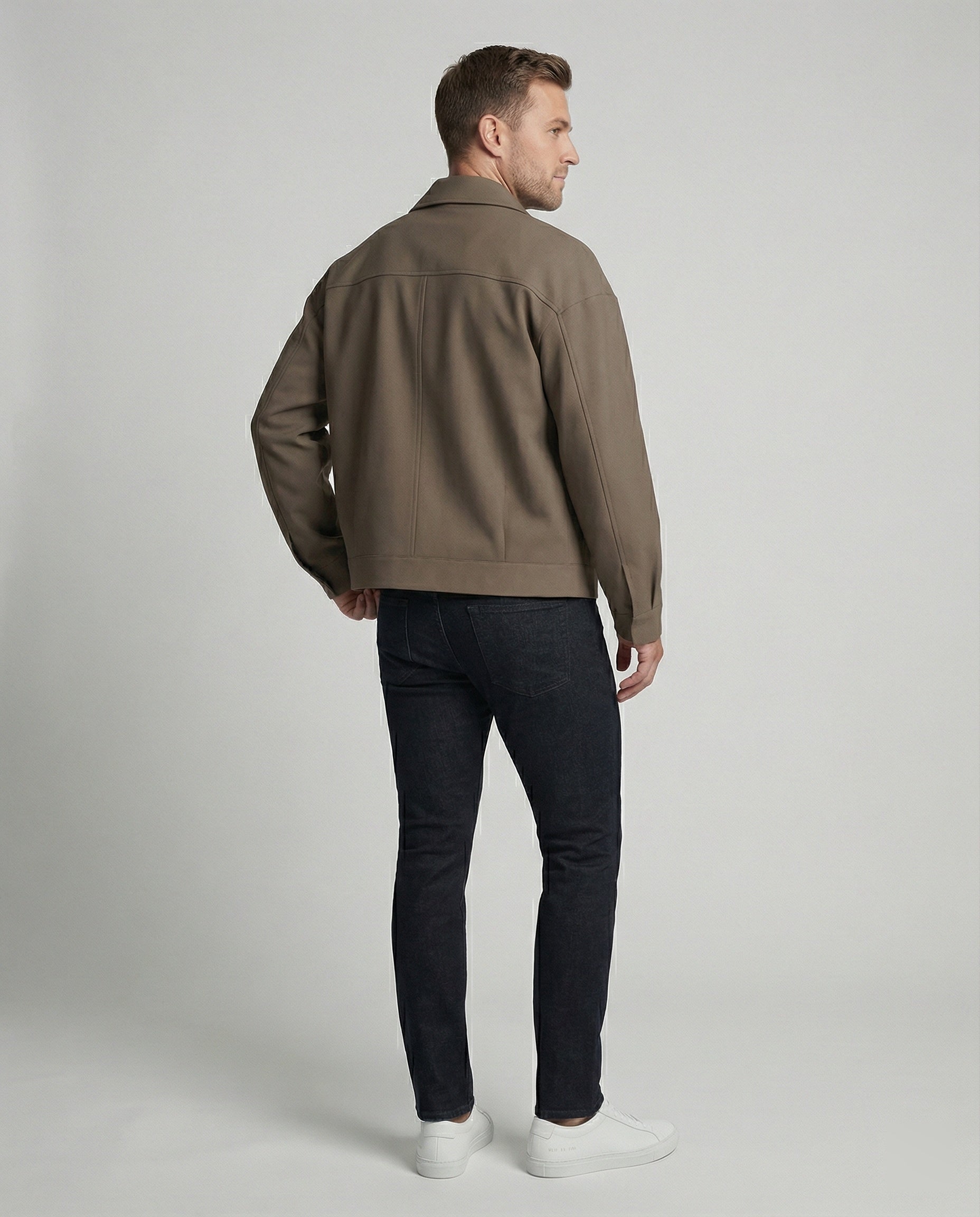 Herren Oversize-Blouson mit Hemdkragen, durchgehendem Reißverschluss und seitlichen Eingrifftaschen R&B