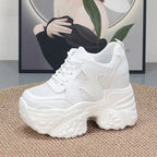 Damen modische Chunky Sneakers mit hoher Plateausohle und atmungsaktivem Mesh-