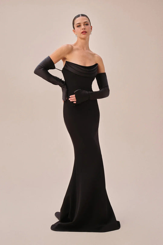 Damen Elegantes Meerjungfrau-Kleid mit schulterfreiem Design und langen Ärmeln R&B