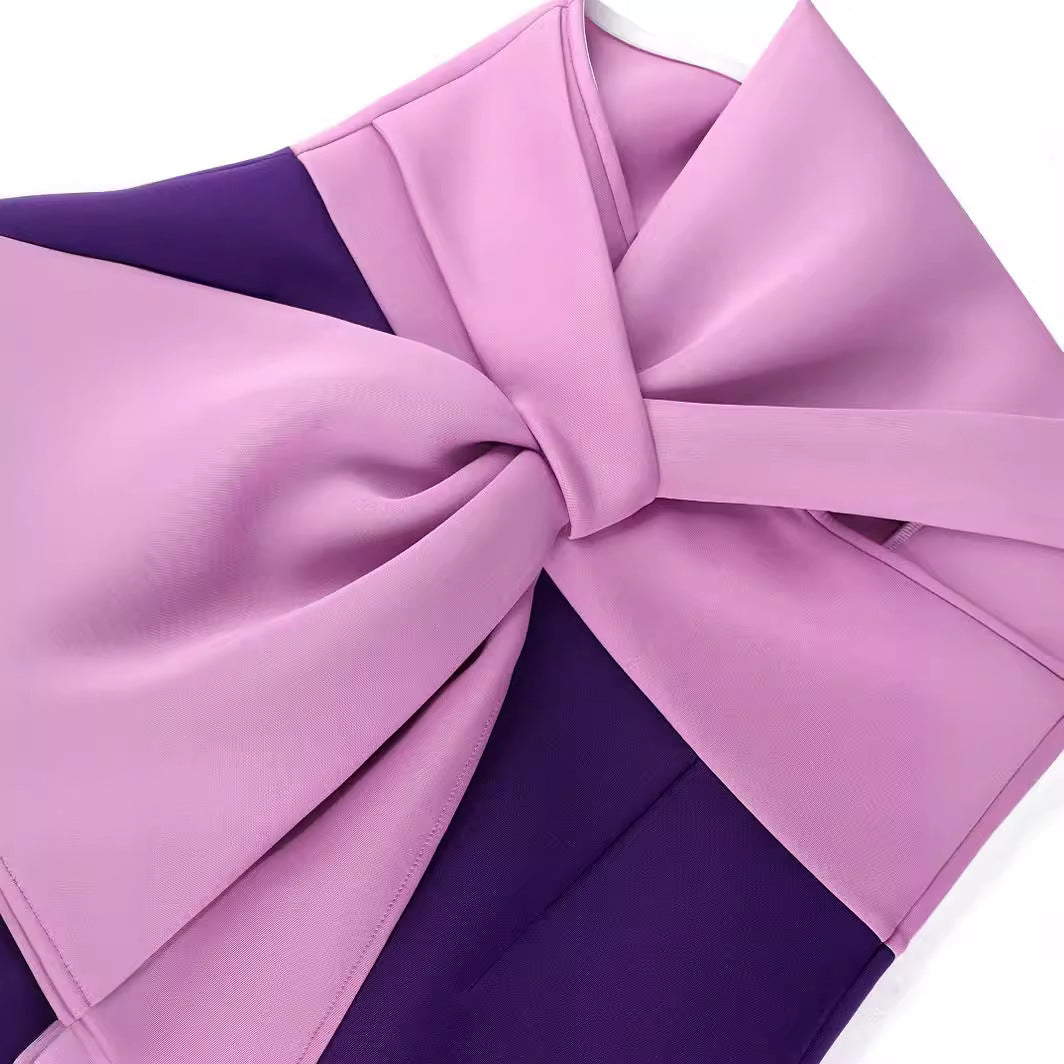 Damen figurbetontes Cocktailkleid mit schulterfreiem Design und Farbverlauf R&B