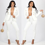 Damen elegantes Blazer-Outfit mit figurbetonten Hosen R&B