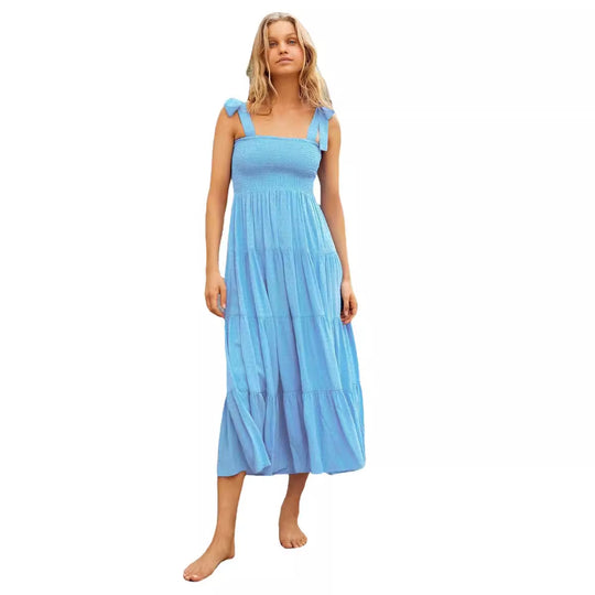 Damen Maxi Kleid mit fließendem Schnitt und verstellbaren Trägern R&B
