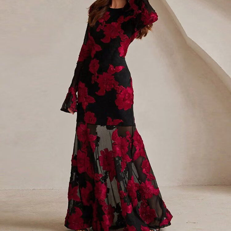 Damen Elegantes und florales Abendkleid R&B