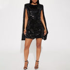 Damen Festliches Paillettenkleid mit capa-ähnlichem Design und elegantem Schnitt R&B