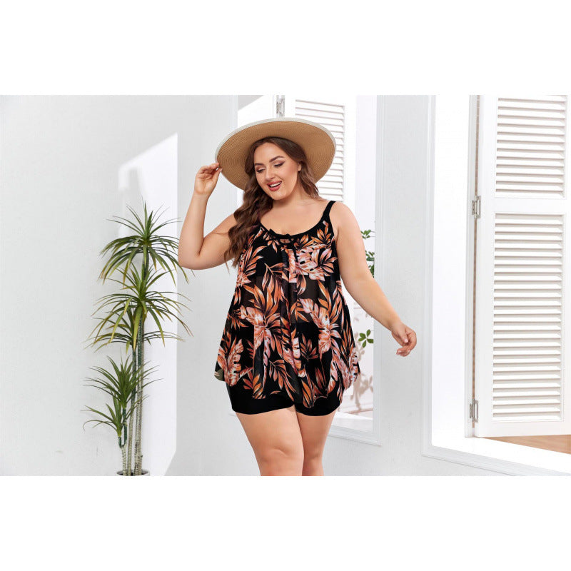 Damen Tankini-Set mit floralem Oberteil und figurbetonendem Unterteil R&B