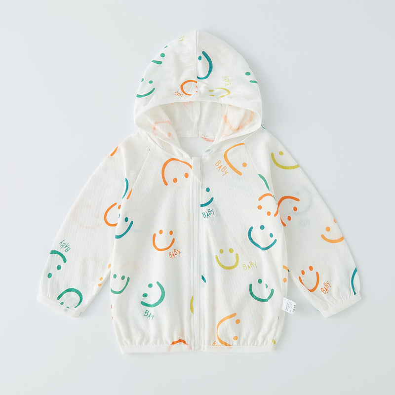 Unisex nan leichte atmungsaktive Kapuzen-Zip-Jacke aus Musselin für Babys mit Hasenmotiv R&B