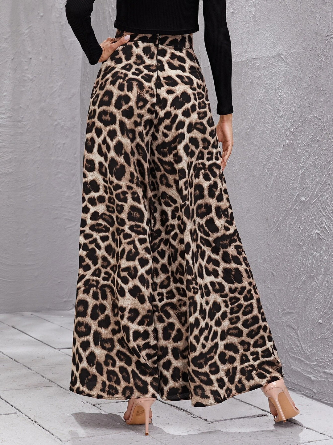 Damen Weitbeinige Hose im trendigen Leopardenmuster R&B