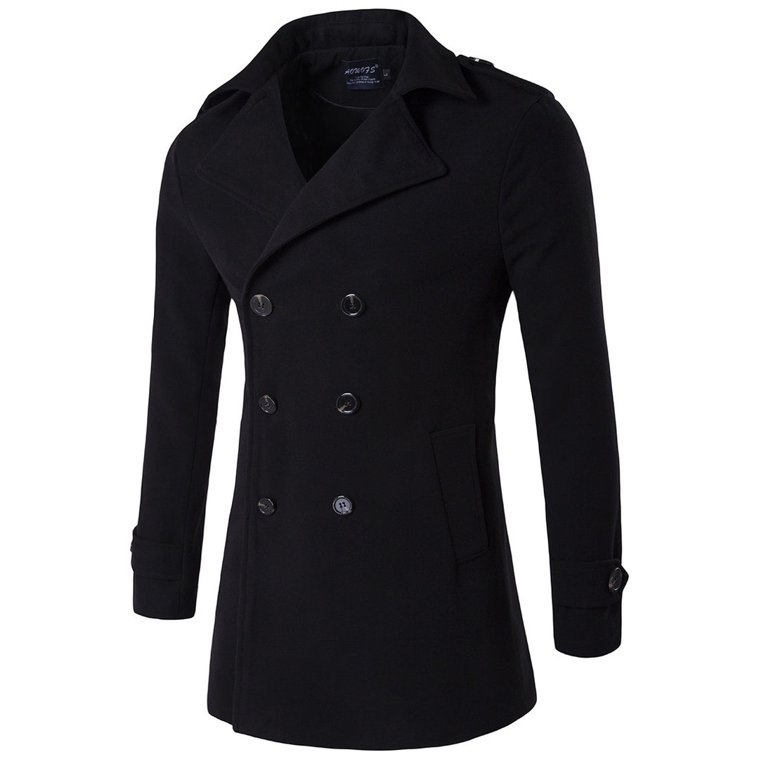 Herren modischer Trenchcoat mit doppelter Knopfleiste und praktischen Taschen R&B