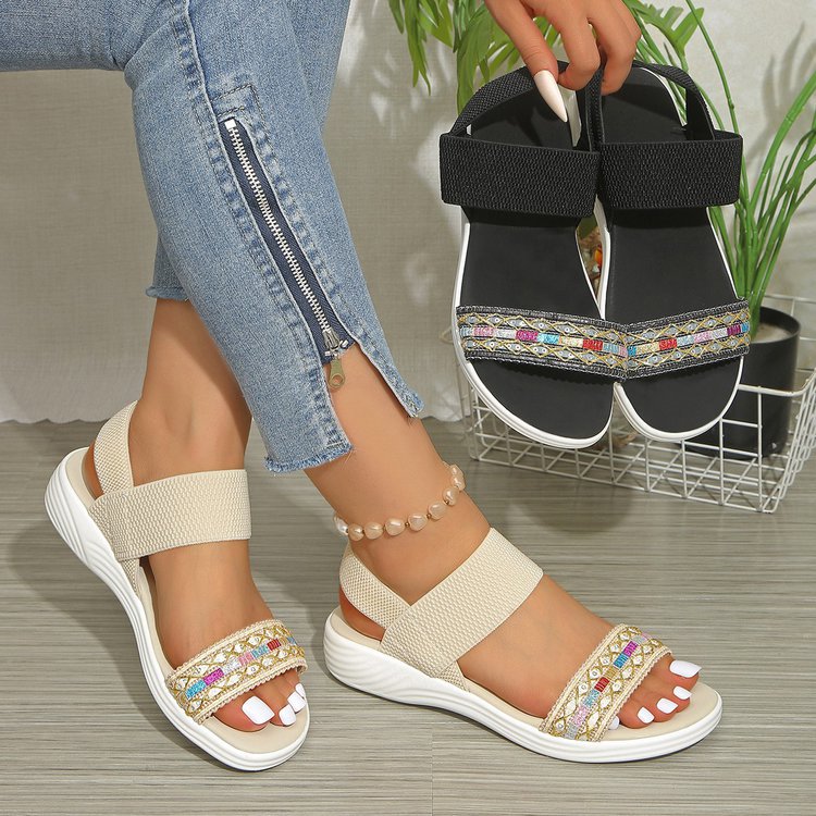 Damen Komfortable und modische Sandalen mit dekorativem Riemen R&B