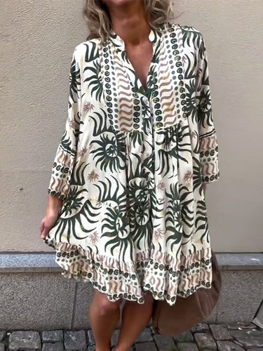 Damen Sommerkleid mit voluminösen Ärmeln und floralem Muster Heidi-Mode