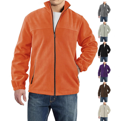 Herren nan warme Fleecejacke mit Reißverschluss, Stehkragen und Reißverschlusstaschen R&B