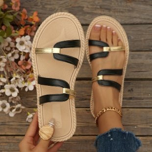 Damen Sommerliche Zehentrenner Sandalen R&B
