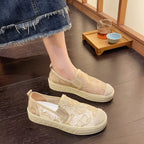 Damen Slip-On Sneakers mit floralem Mesh-Obermaterial und elastischem Einstieg R&B