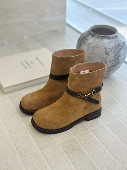 Damen elegante Chelsea Boots mit modischen Schnallen und hochwertiger Wildlederoberfläche R&B