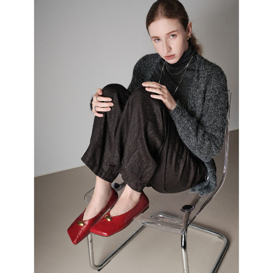 Damen elegante Ballerinas mit spitzem Zehenbereich und dekorativem Riemchen R&B