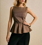 Damen Peplum Top mit schmalem Gürtel und klassischem Schnitt
