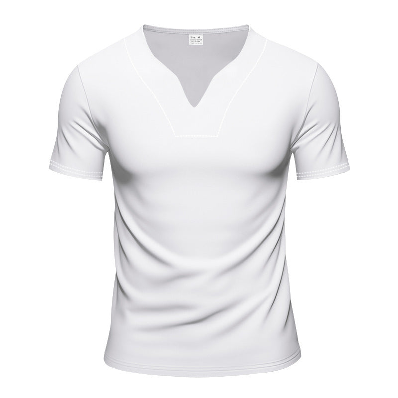 Herren kurzärmliges T-Shirt mit V-Ausschnitt und atmungsaktivem Stoff R&B