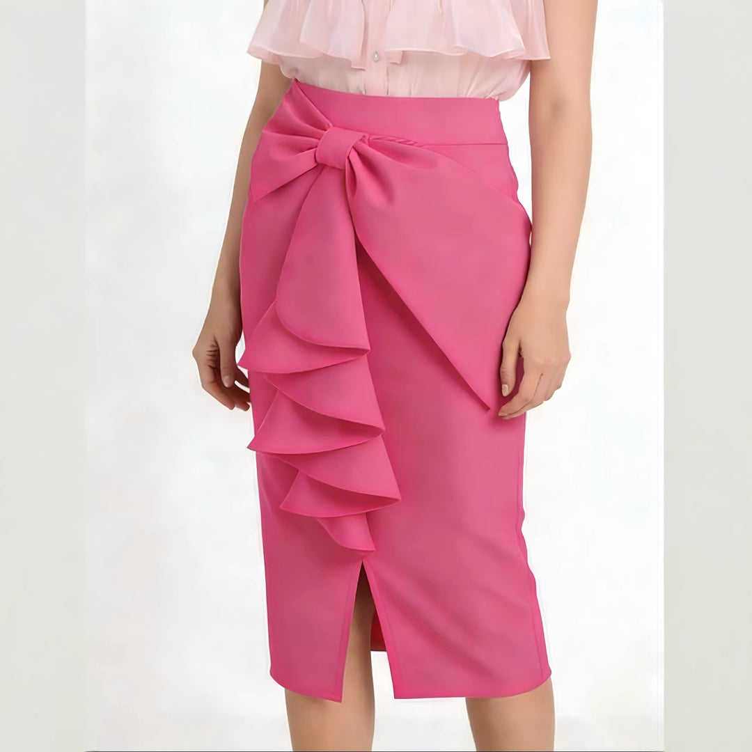 Damen Figurbetonter Midi-Rock mit elegantem Schleifendetail R&B
