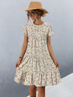 Damen Freizeitkleid mit voluminösem Rock und floralem Design R&B