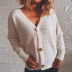 Damen Kuschelige Strickjacke mit Knopfdetails und weit geschnittenem Design R&B
