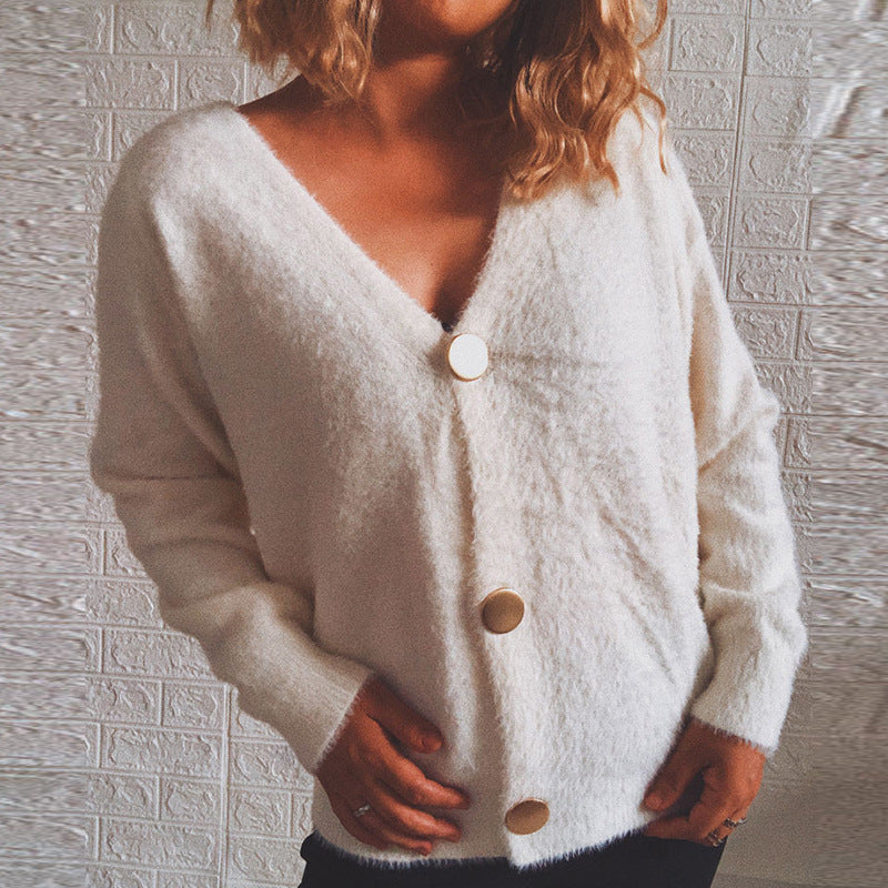 Damen Kuschelige Strickjacke mit Knopfdetails und weit geschnittenem Design R&B