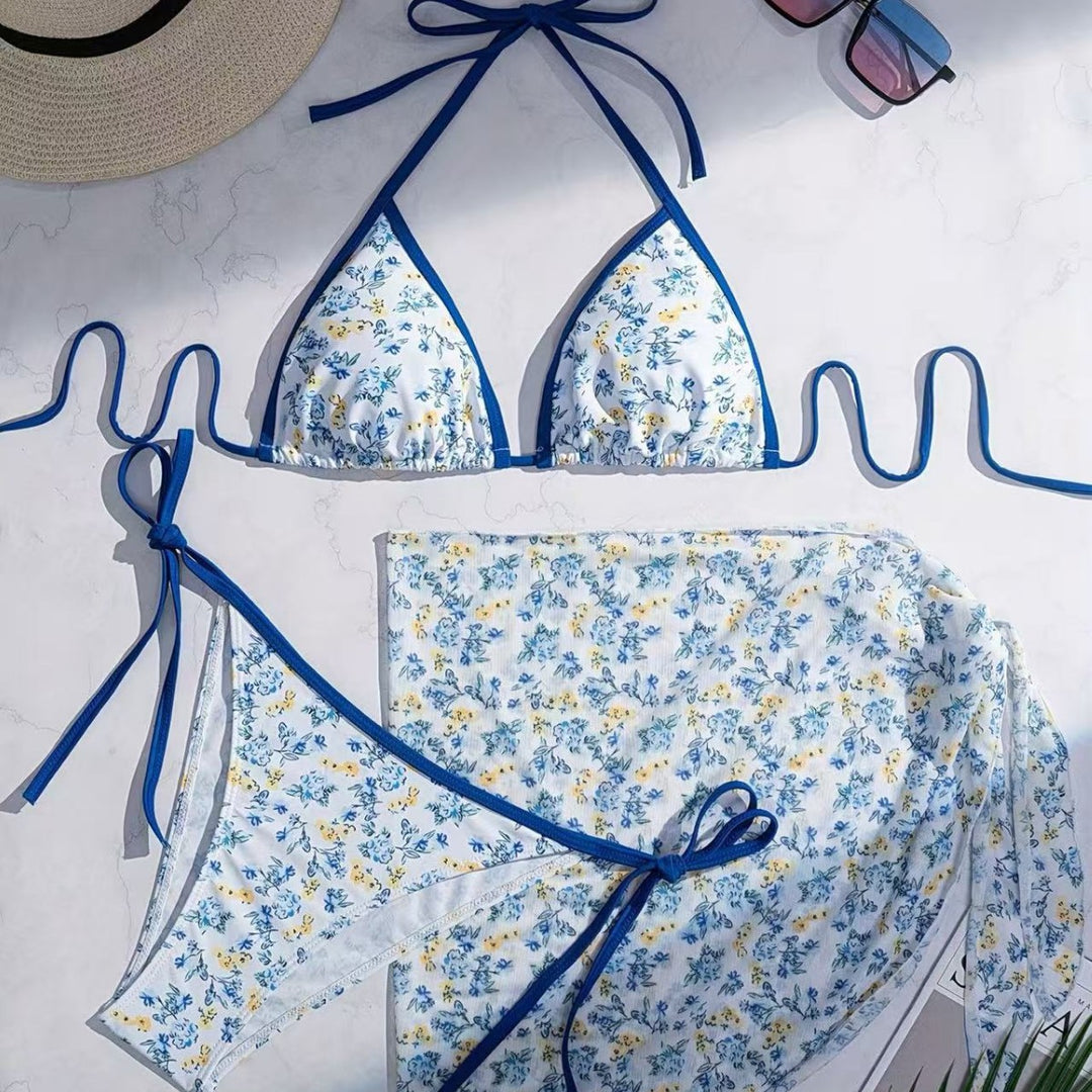 Damen Triangel-Bikini mit femininer Wickelrock-Design R&B