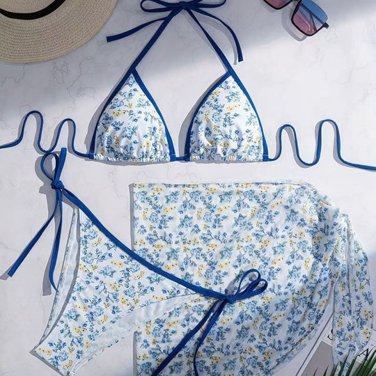 Damen Triangel-Bikini mit femininer Wickelrock-Design R&B