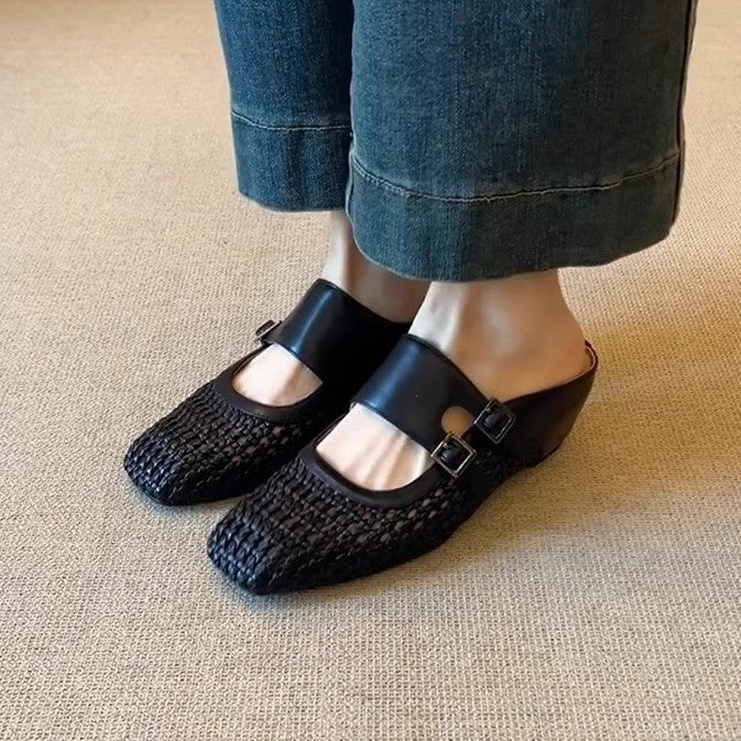 Damen modische Clogs mit dekorativen Schnallen und atmungsaktivem Netzdesign R&B