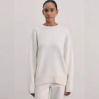 Damen weicher Strickpullover mit lässigem Schnitt und hochgeschlossenem Hals R&B