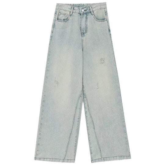 Damen Elegante Weitbein-Jeans mit modischen Akzentuierungen und hohem Bund R&B