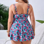 Damen Badekleid mit floralem Design und verstellbaren Trägern R&B