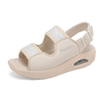 Damen nan Komfort-Keilsandale mit sichtbarer Luftkammer, verstellbaren Riemen und Glitzerbesatz R&B