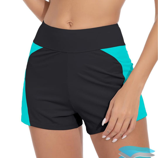 Damen Hochgeschnittene Sport-Badeshorts mit elastischem Bund R&B