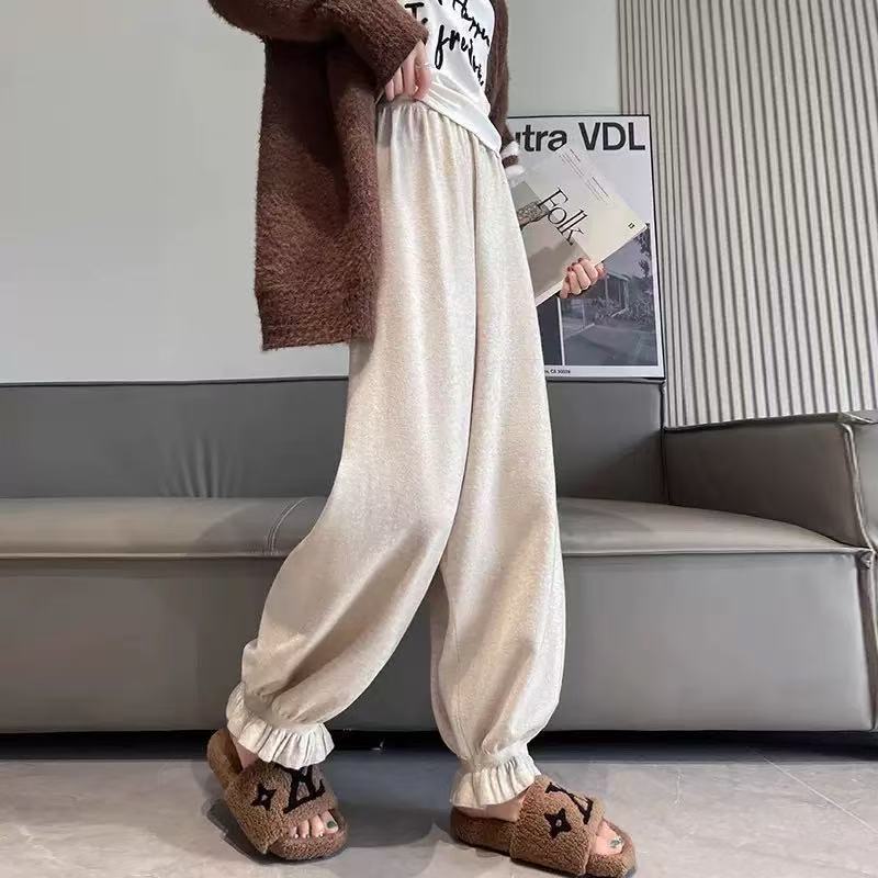 Damen bequeme Palazzohose aus glänzendem Material R&B