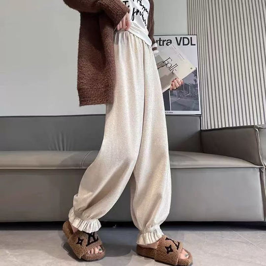 Damen bequeme Palazzohose aus glänzendem Material R&B