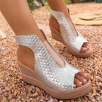 Damen Wedge-Sandaletten mit einem modischen Wabenmuster und rutschfester Sohle R&B