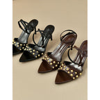Damen elegante Slingback-Pumps mit goldenen Nieten R&B